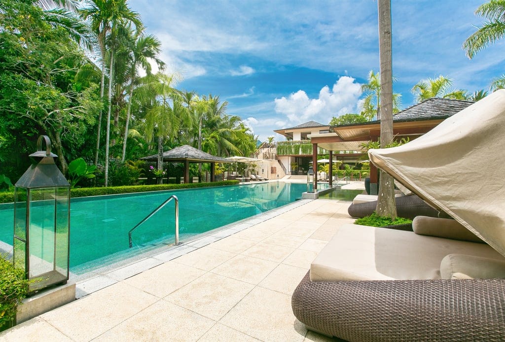 very long private swimming pool