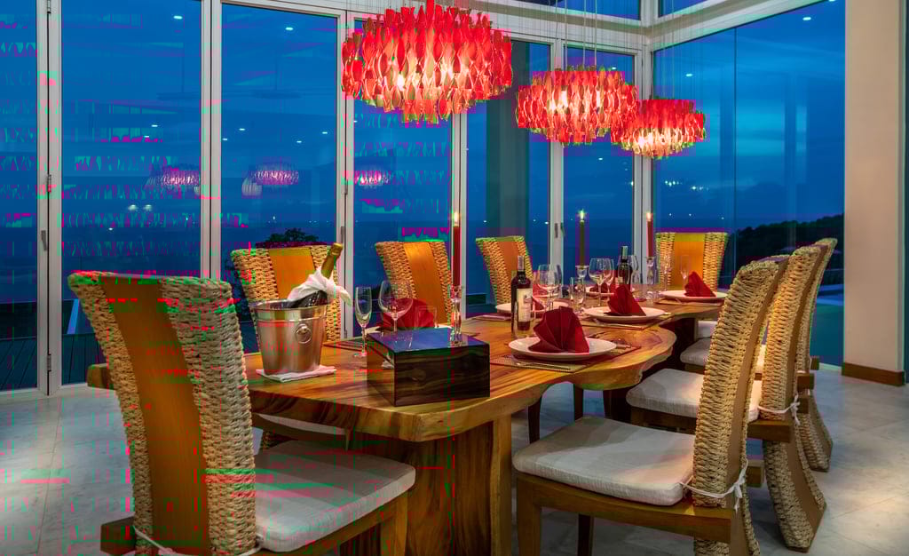 villa solaris dining room at night