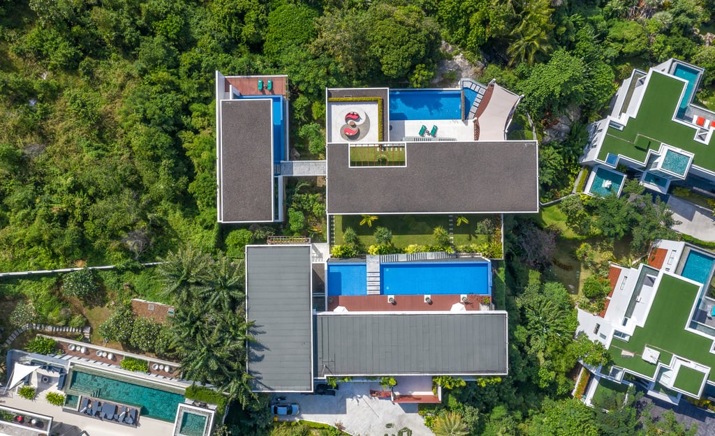 villa solaris aerial view showing layout and swimming pools