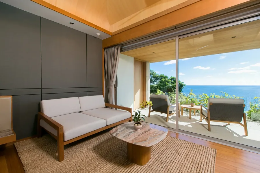 Bedroom 4 sitting area and sea view