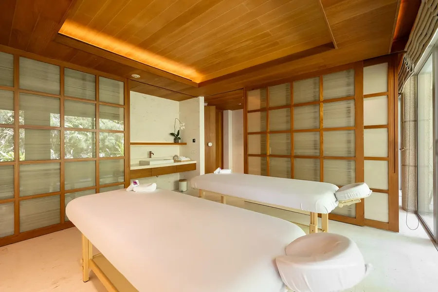 Spa treatment room opening to the garden